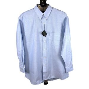 Hill & Archer Mens Light Blue Wrinkle Free Button Down Dress Shirt 16.5 32/33